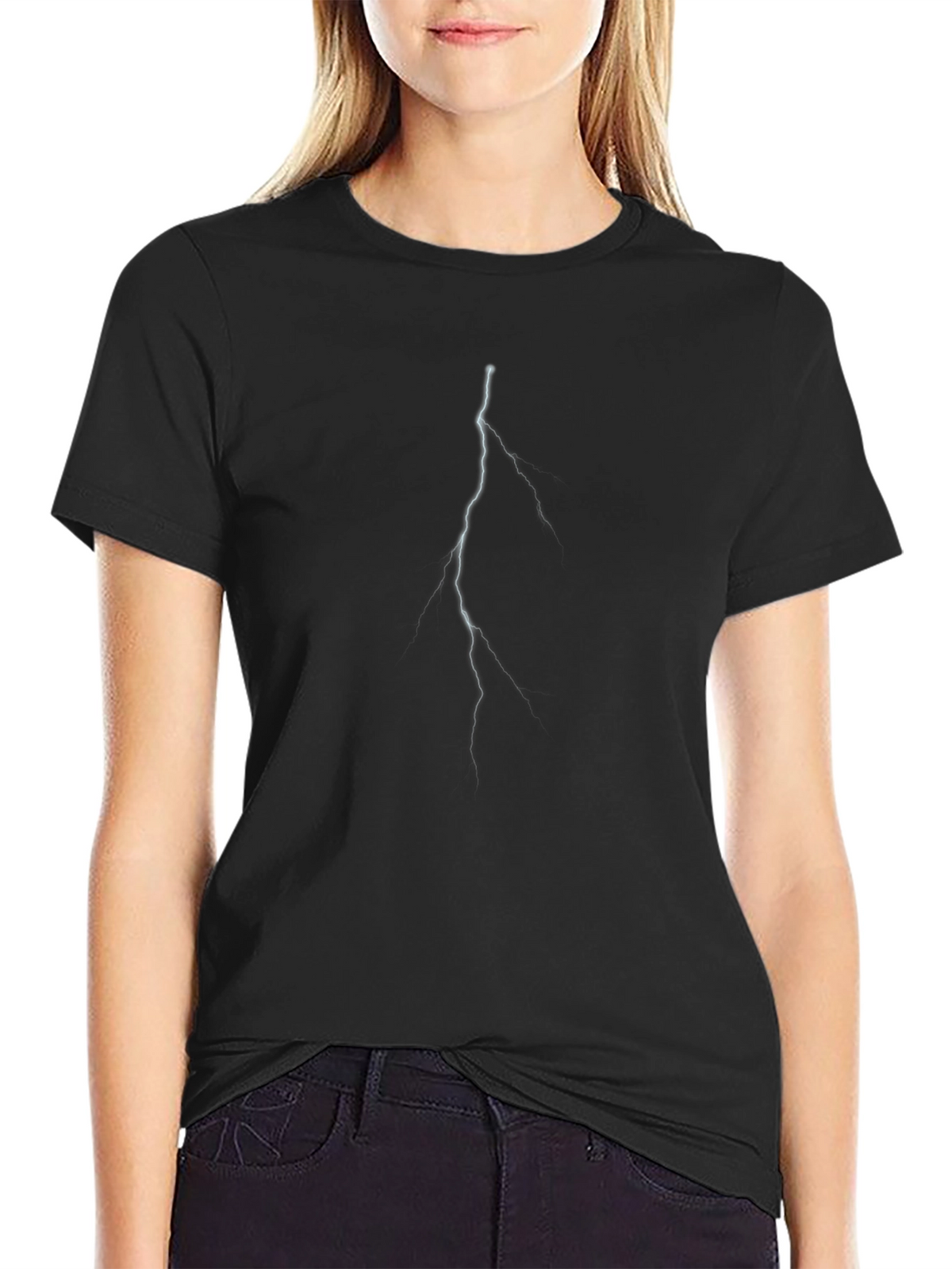 Lightning Bolt Graphic Tee - Black Casual T-Shirt