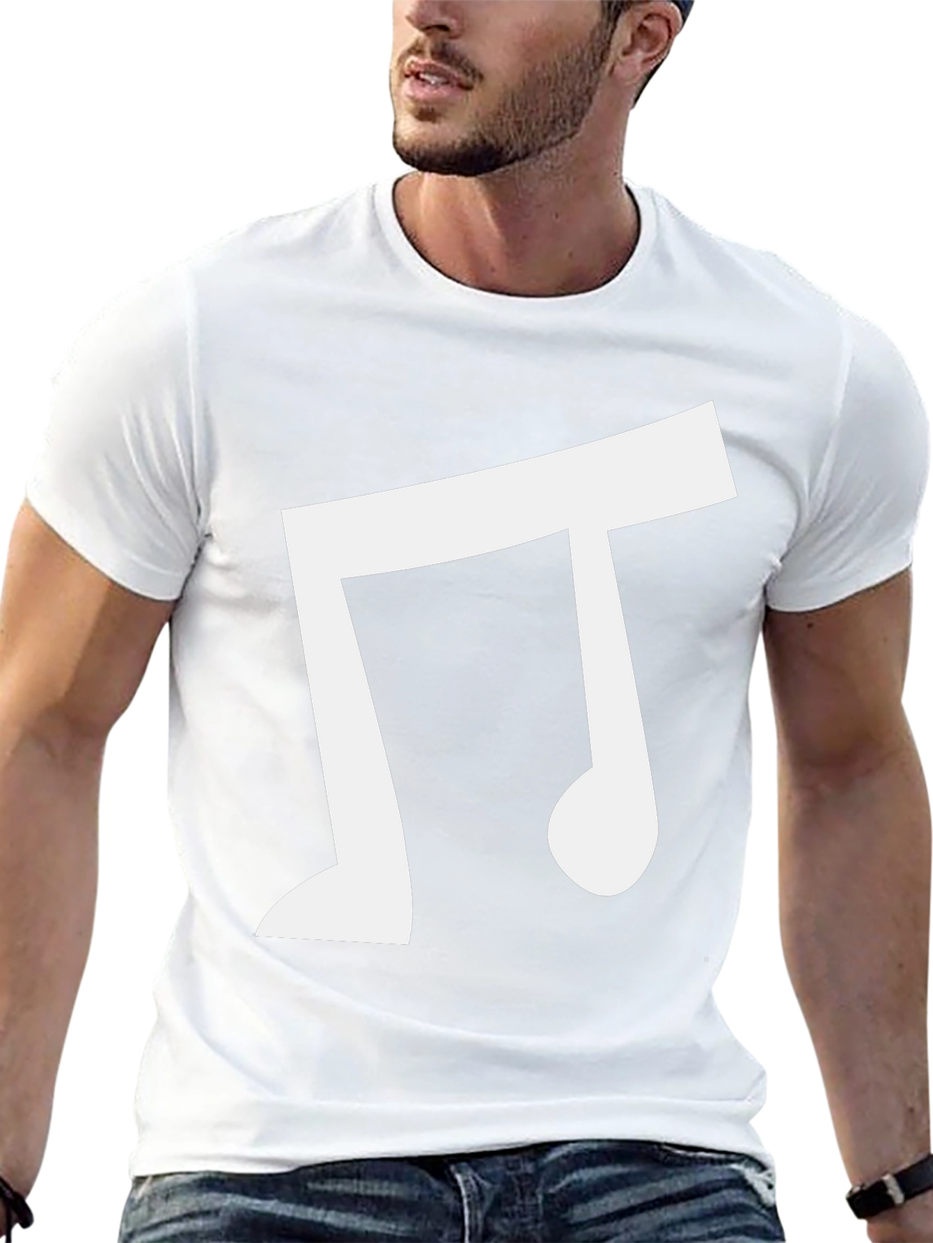 Musical Note Graphic Tee - Casual Black T-Shirt