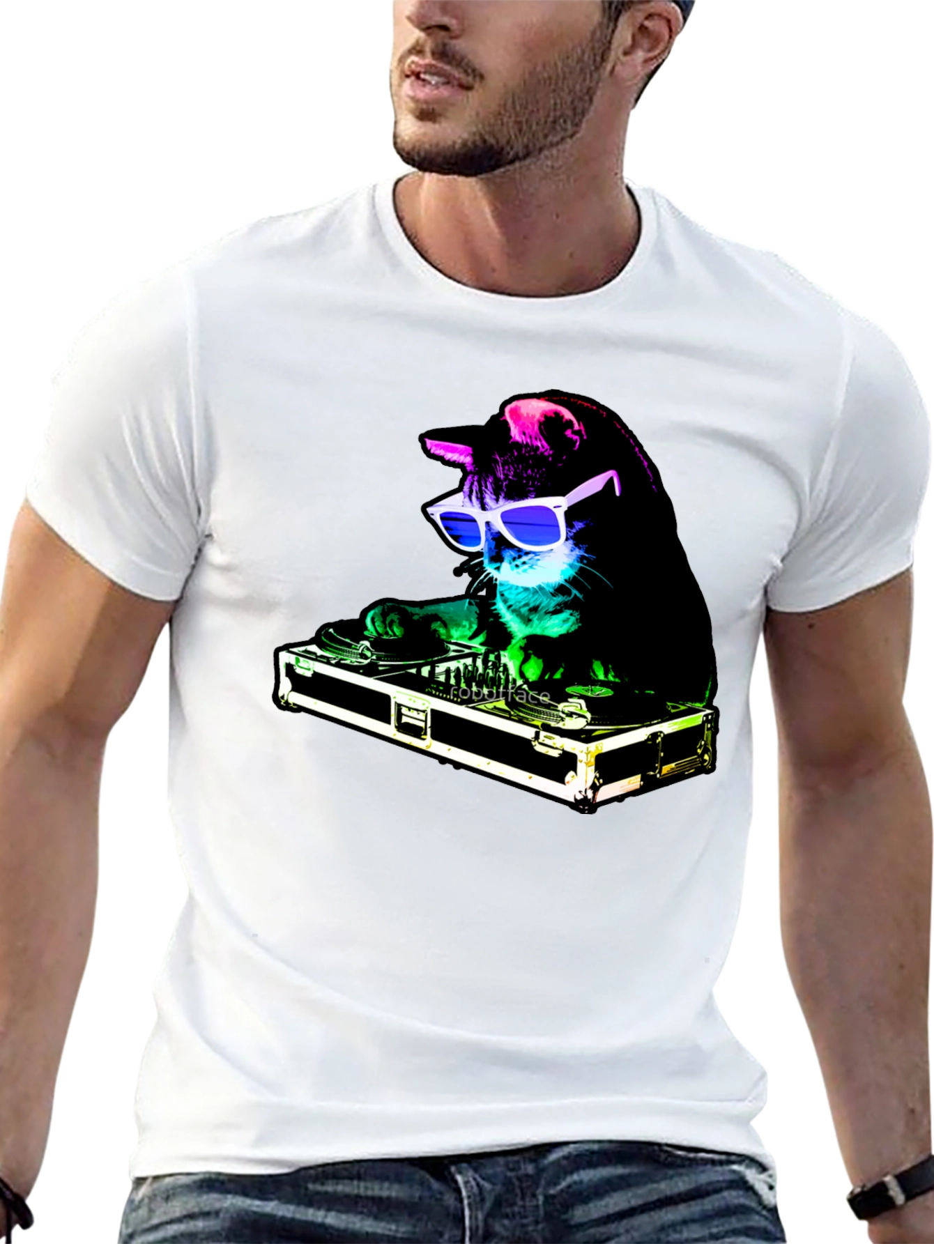 DJ Cat Graphic Tee - Party Animal T-Shirt