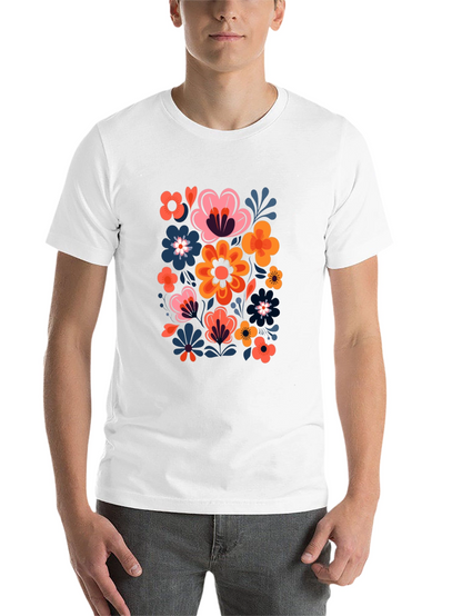 Floral Print Black Crew Neck Tee