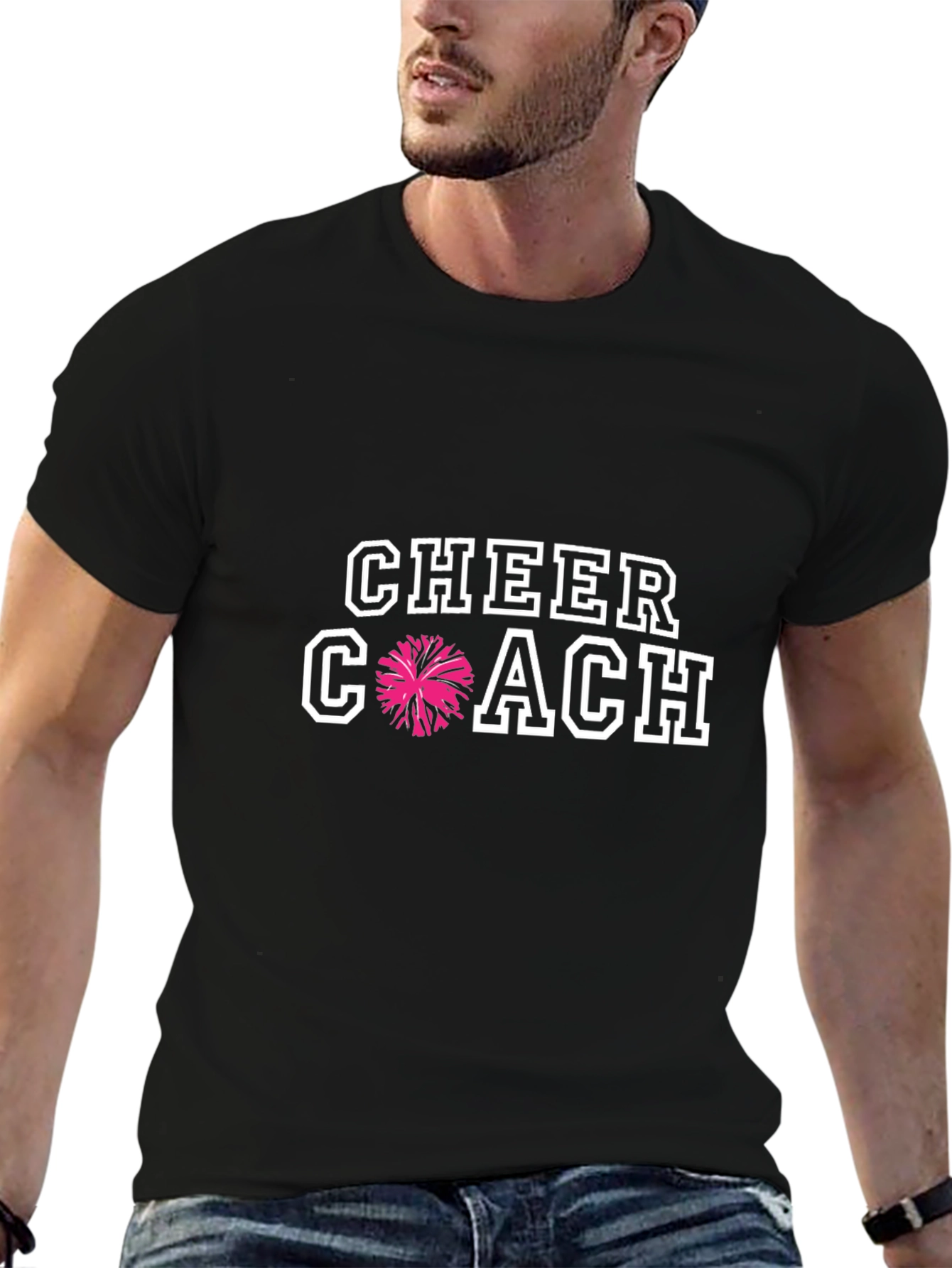 Cheer Coach Graphic Tee - Black Cotton T-Shirt