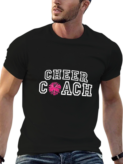Cheer Coach Graphic Tee - Black Cotton T-Shirt