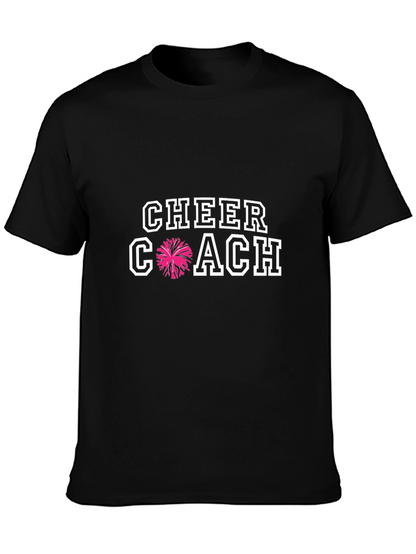 Cheer Coach Graphic Tee - Black Cotton T-Shirt