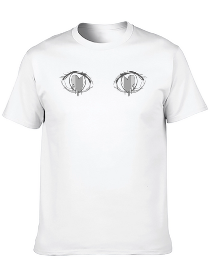 Anime Eyes Heart Tears Graphic Black T-Shirt