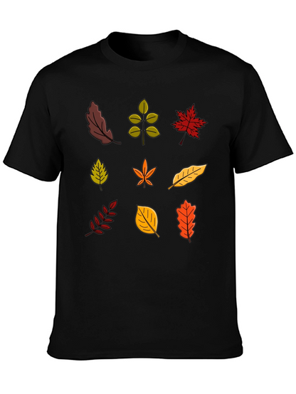 Autumn Leaves Graphic Black T-Shirt