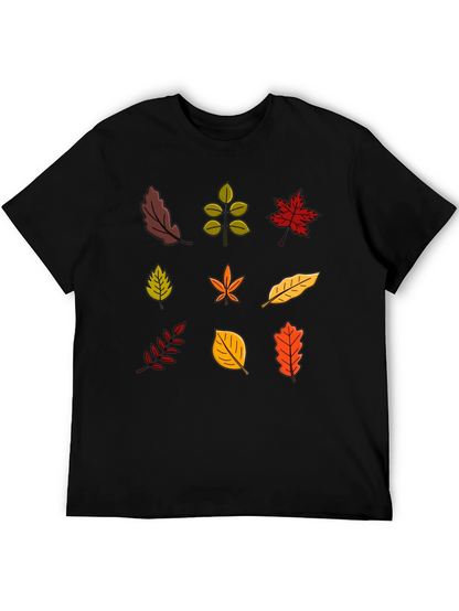 Autumn Leaves Graphic Black T-Shirt
