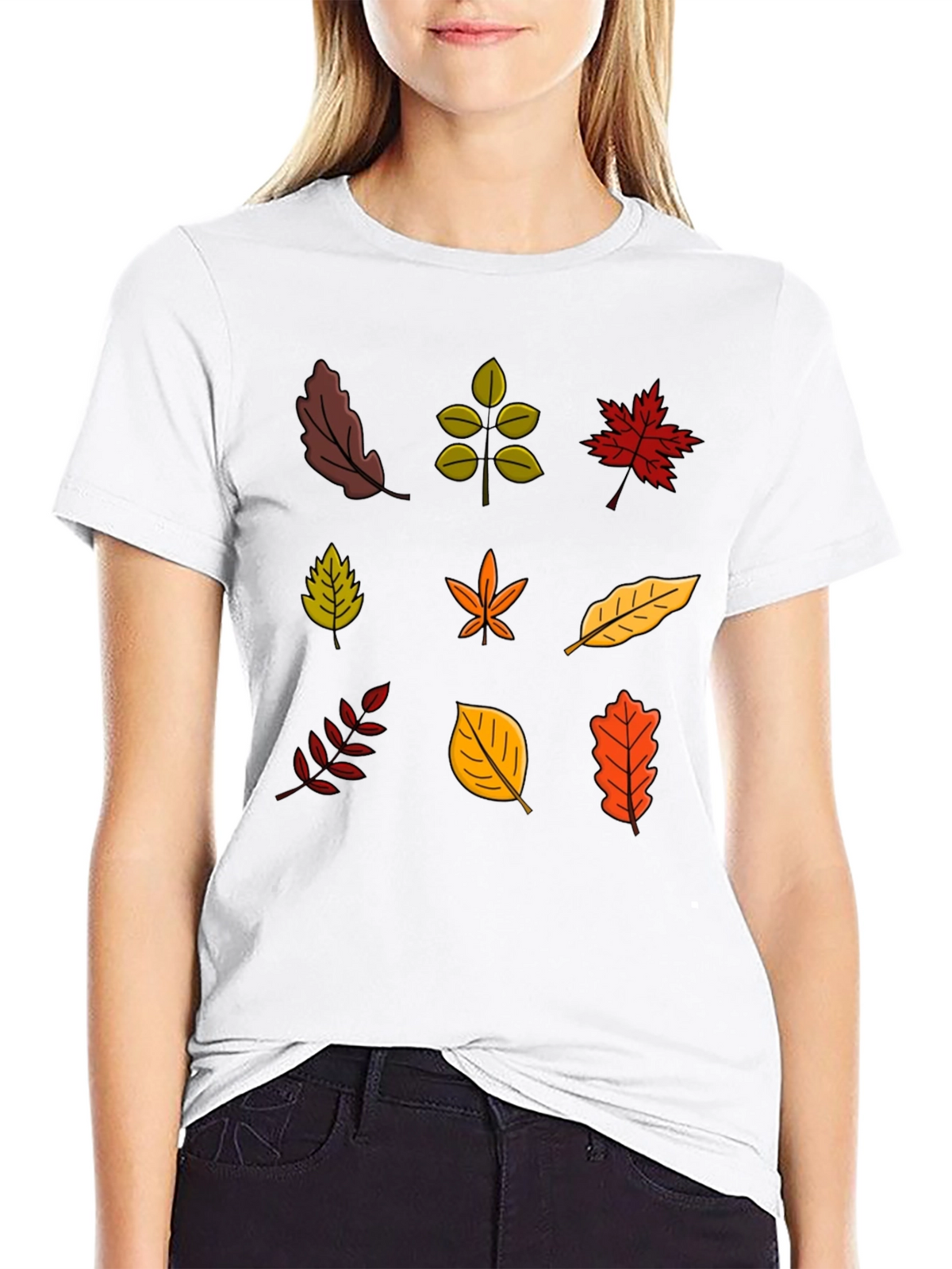 Autumn Leaves Graphic Black T-Shirt
