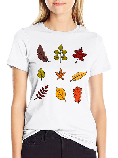 Autumn Leaves Graphic Black T-Shirt