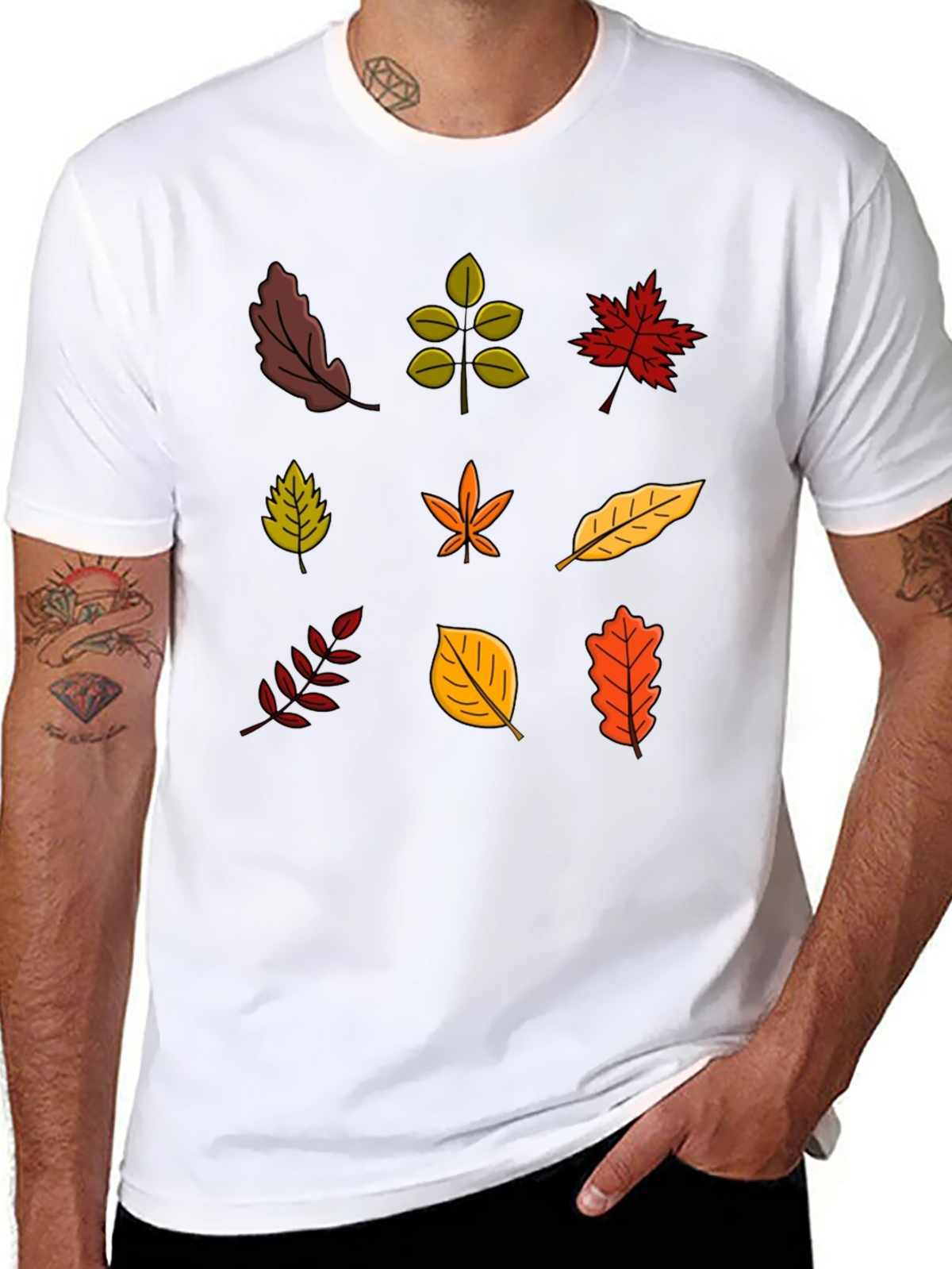 Autumn Leaves Graphic Black T-Shirt