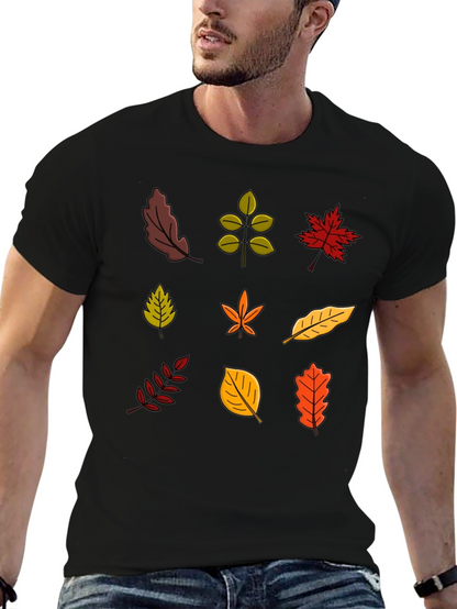 Autumn Leaves Graphic Black T-Shirt