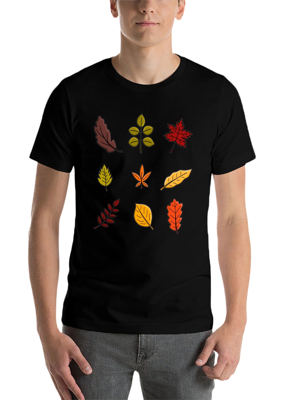 Autumn Leaves Graphic Black T-Shirt