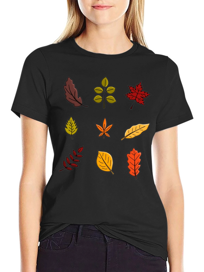 Autumn Leaves Graphic Black T-Shirt
