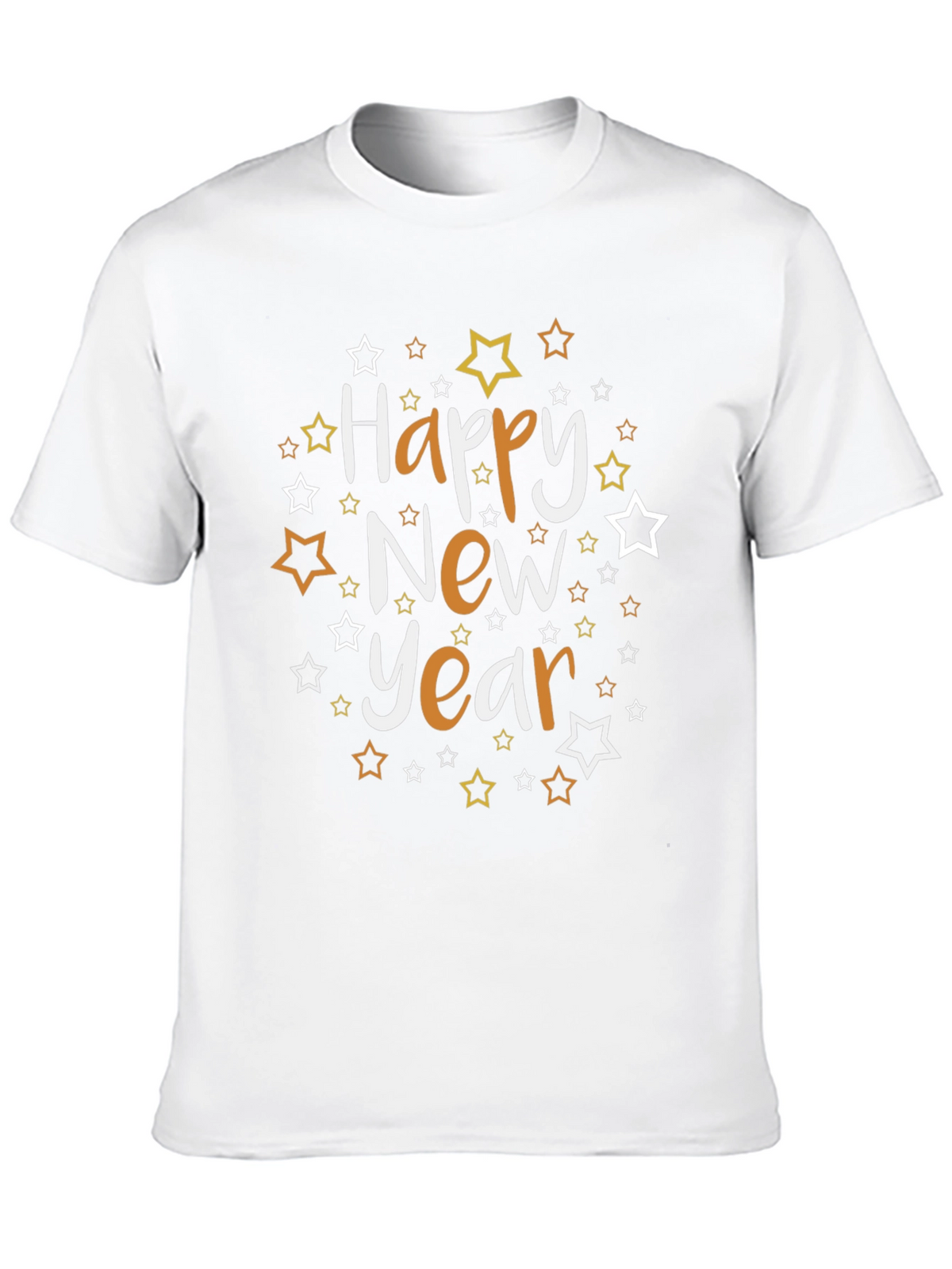 Happy New Year Star Graphic Black Tee