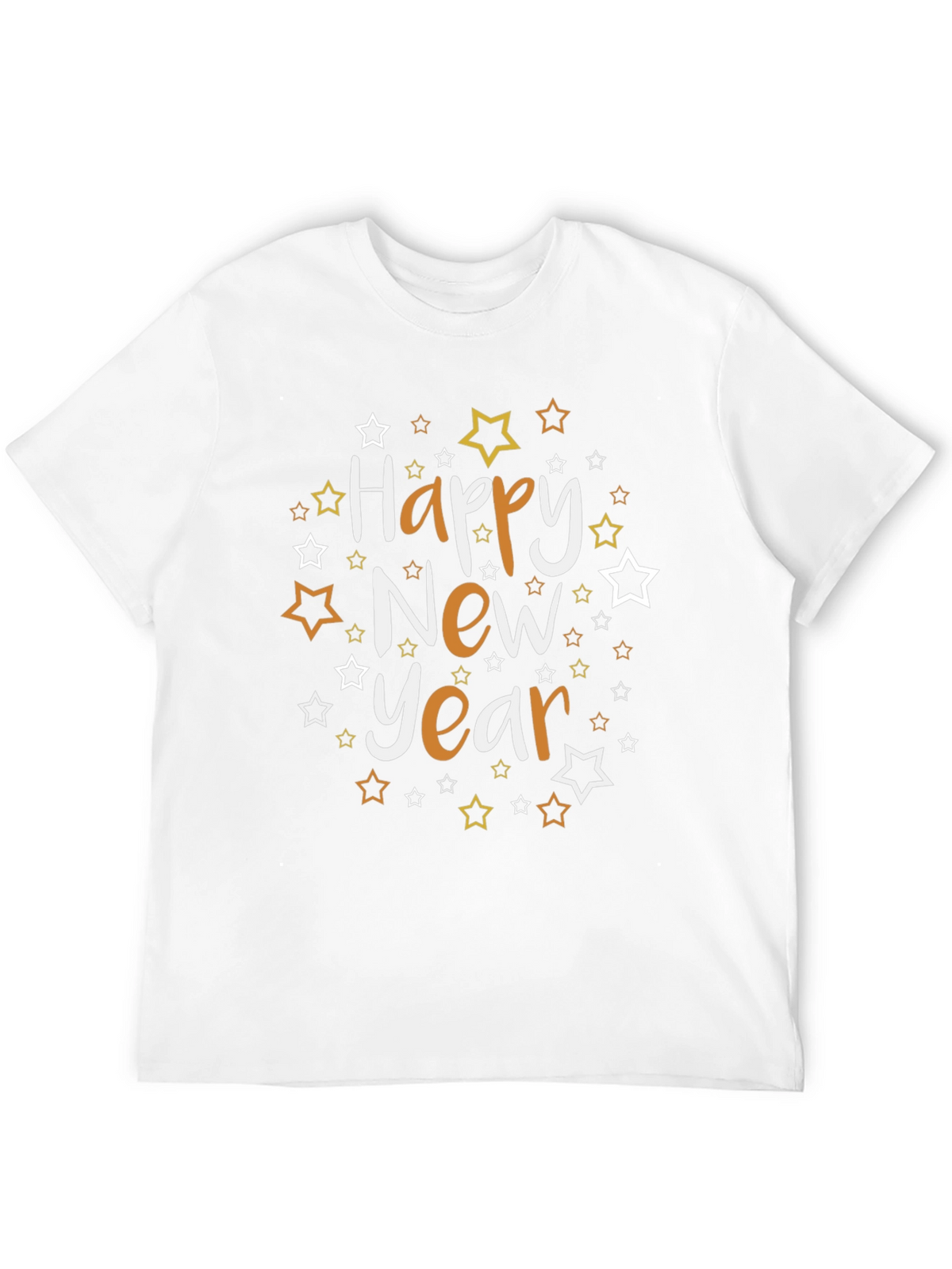 Happy New Year Star Graphic Black Tee