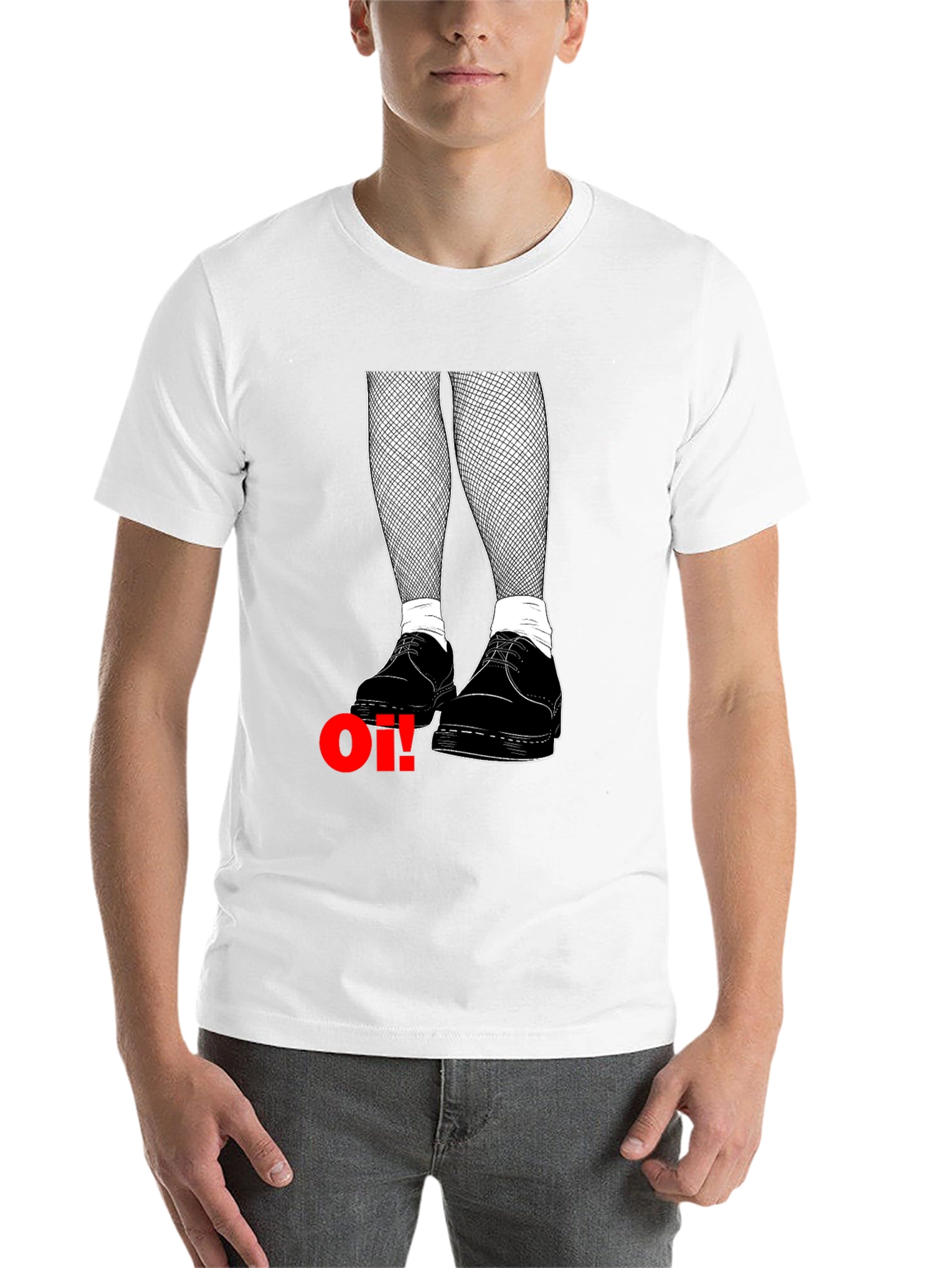 Oi! T-Shirt: Skinhead Style with Fishnet & Boots