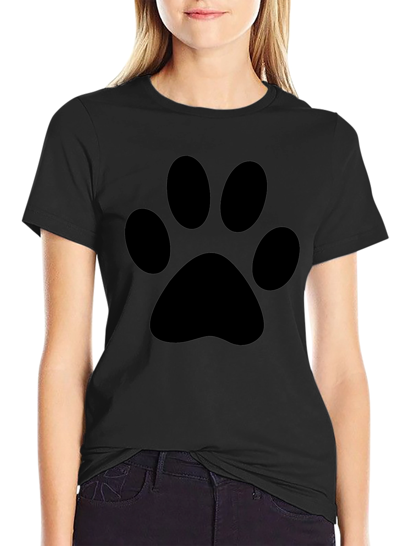 Black Paw Print T-Shirt - Casual Style