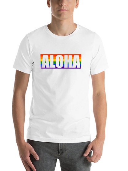 Aloha Rainbow Pride Graphic Tee - Black Cotton T-Shirt