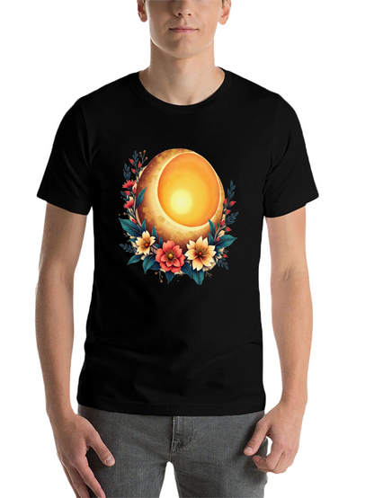 Floral Moon Graphic T-Shirt - Stylish Black Tee