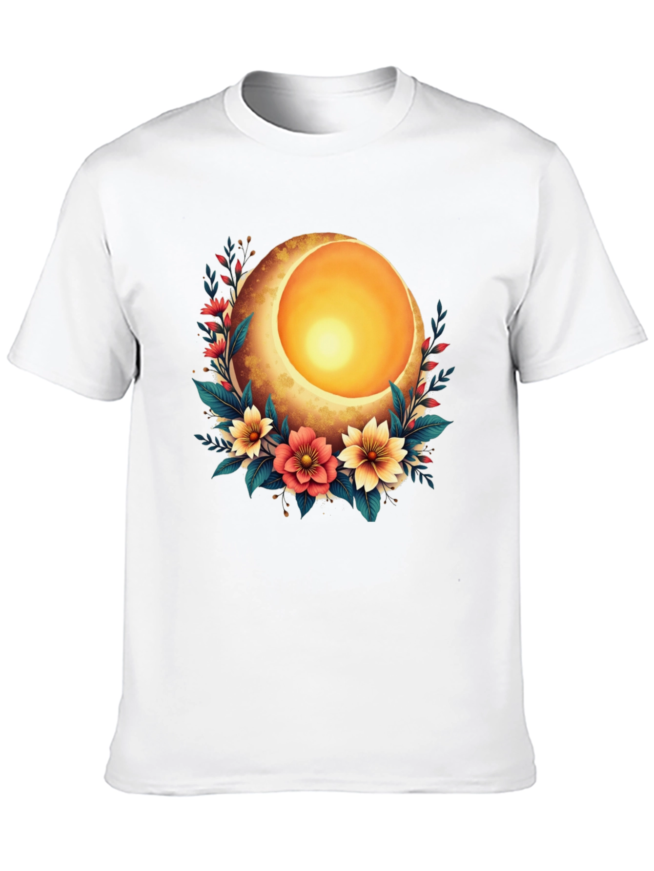 Floral Moon Graphic T-Shirt - Stylish Black Tee