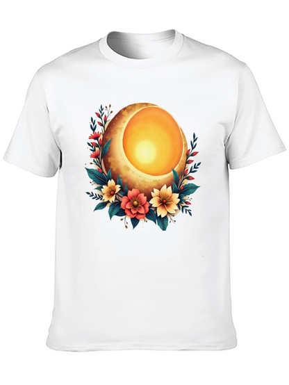 Floral Moon Graphic T-Shirt - Stylish Black Tee