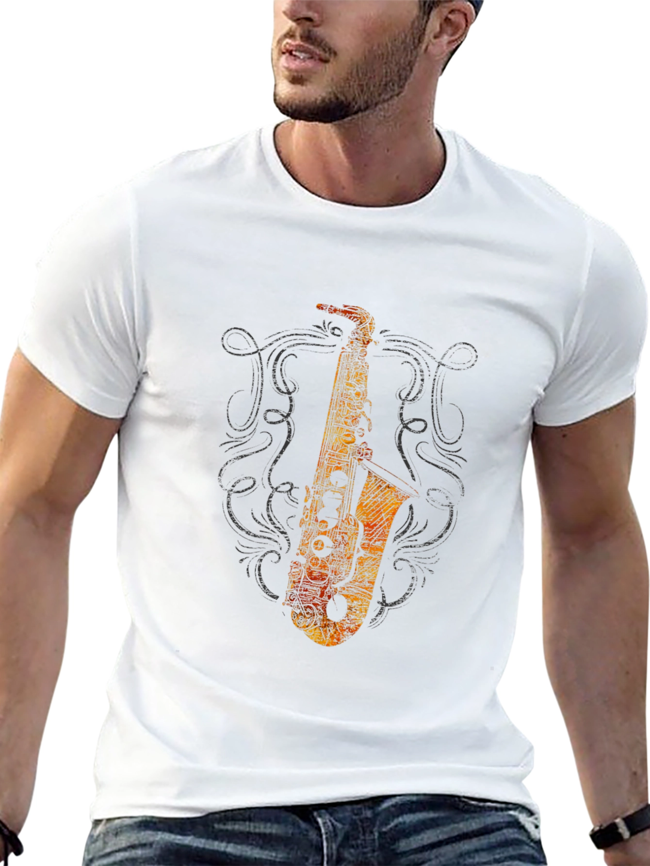 Saxophone Graphic Black T-Shirt