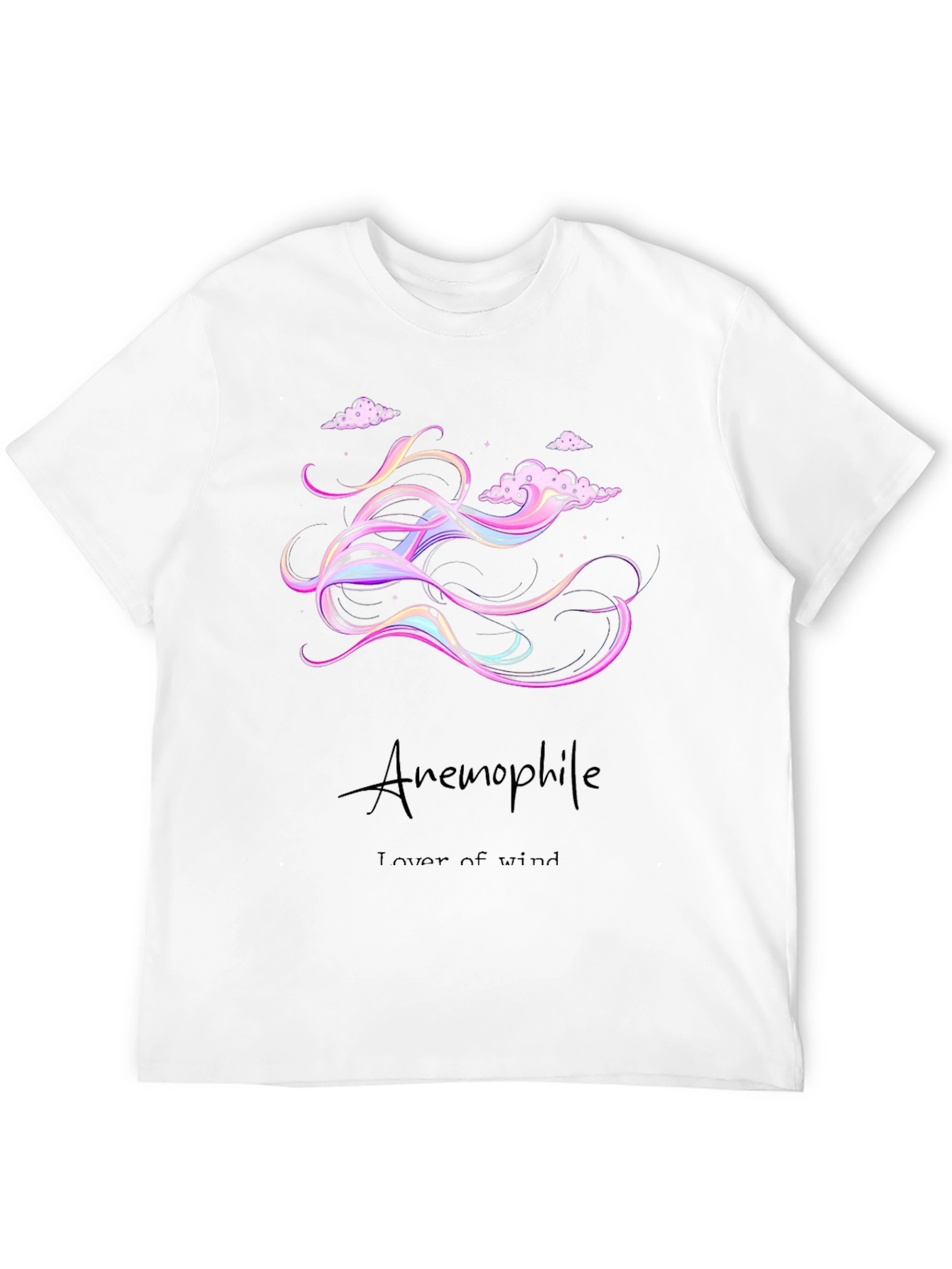 Anemophile Black T-Shirt - Whimsical Wind Design