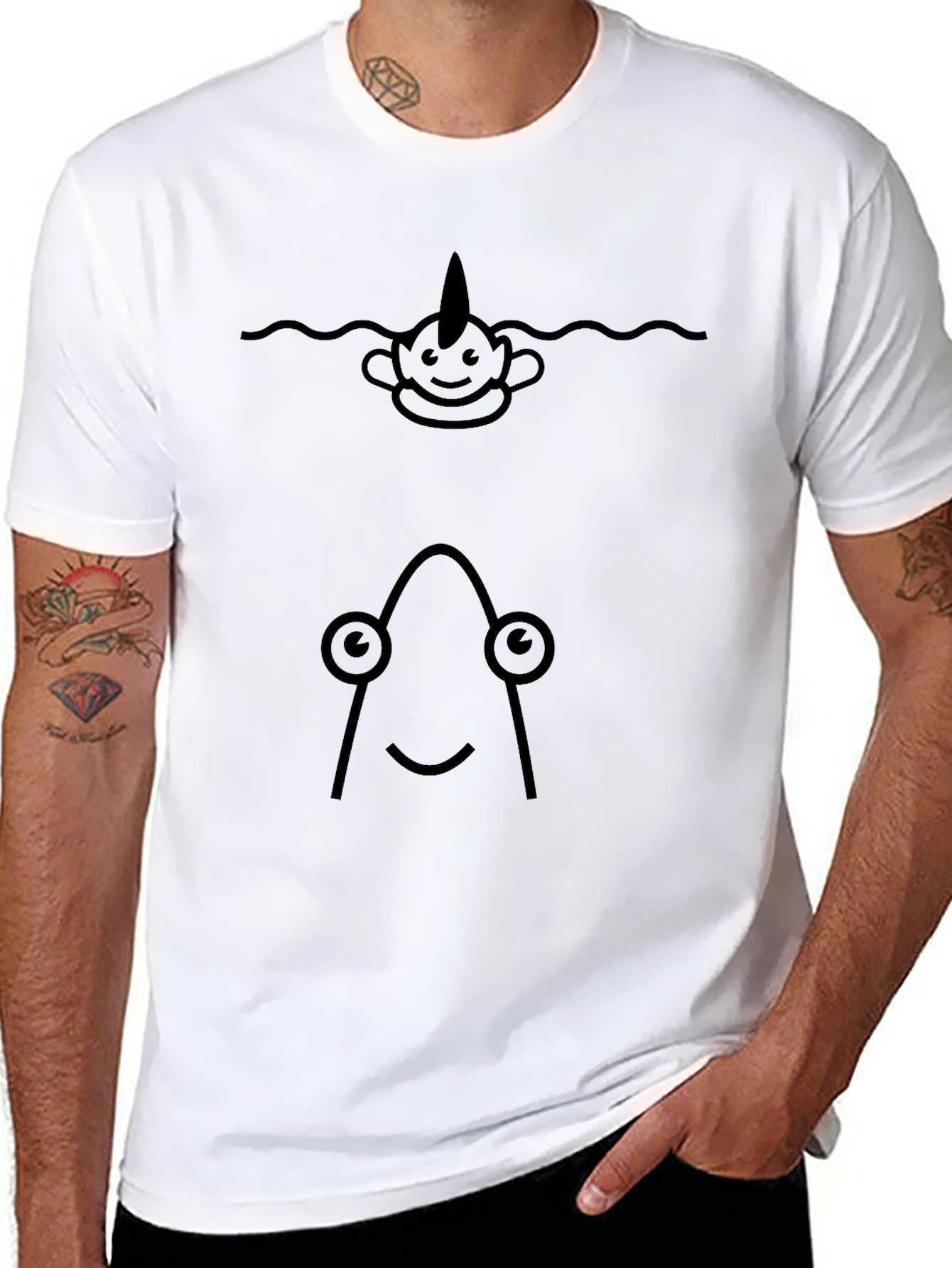 Funny Narwhal & Angler Fish Graphic T-Shirt