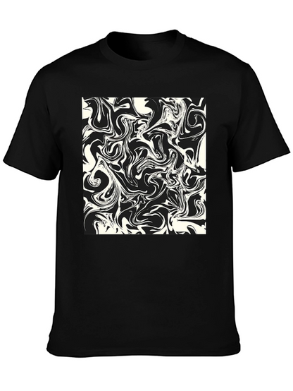 Modern Abstract Swirls Black T-Shirt
