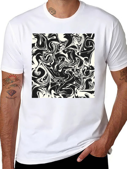 Modern Abstract Swirls Black T-Shirt