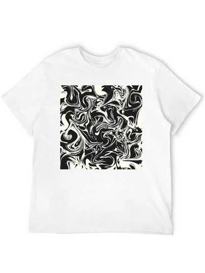 Modern Abstract Swirls Black T-Shirt