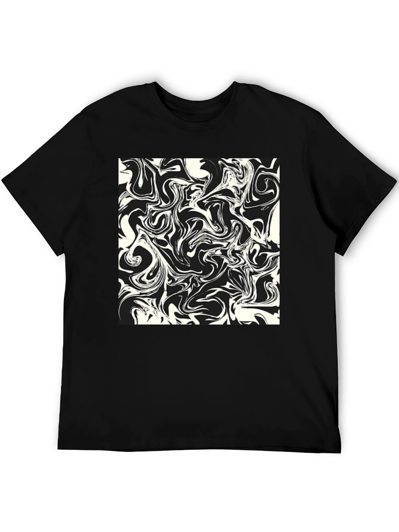 Modern Abstract Swirls Black T-Shirt