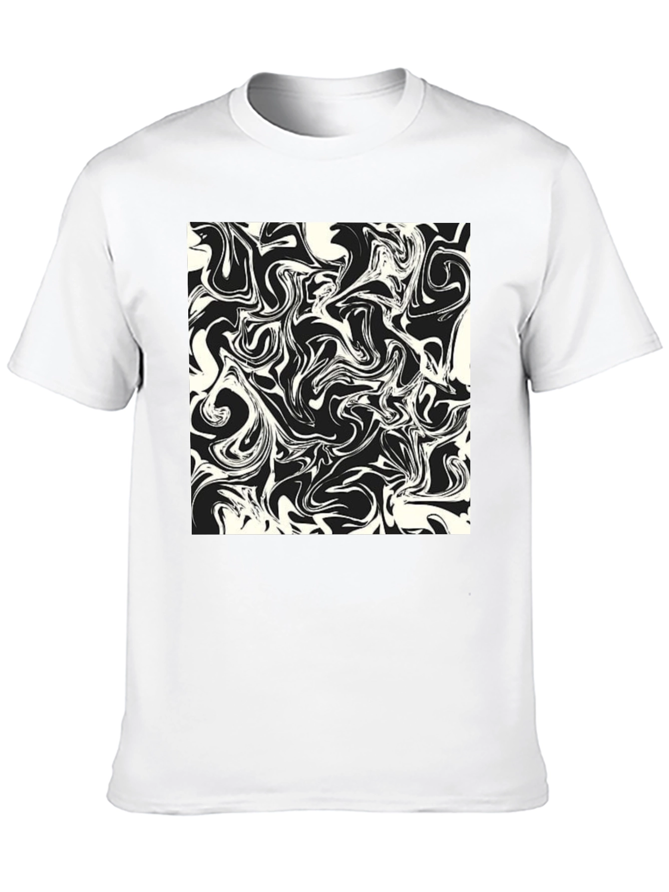 Modern Abstract Swirls Black T-Shirt