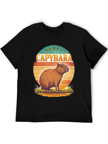 Capybara Retro Sunset Graphic Tee