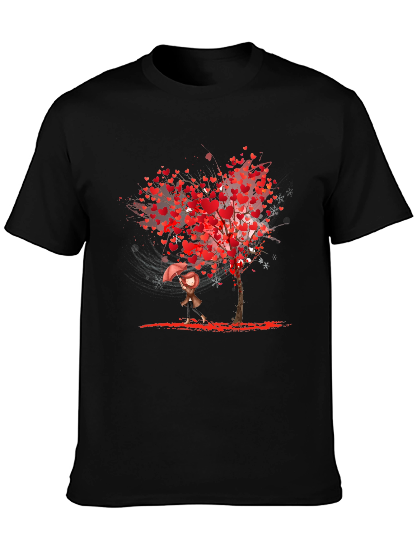 Heart Tree Graphic Black T-Shirt