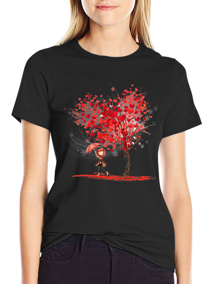 Heart Tree Graphic Black T-Shirt