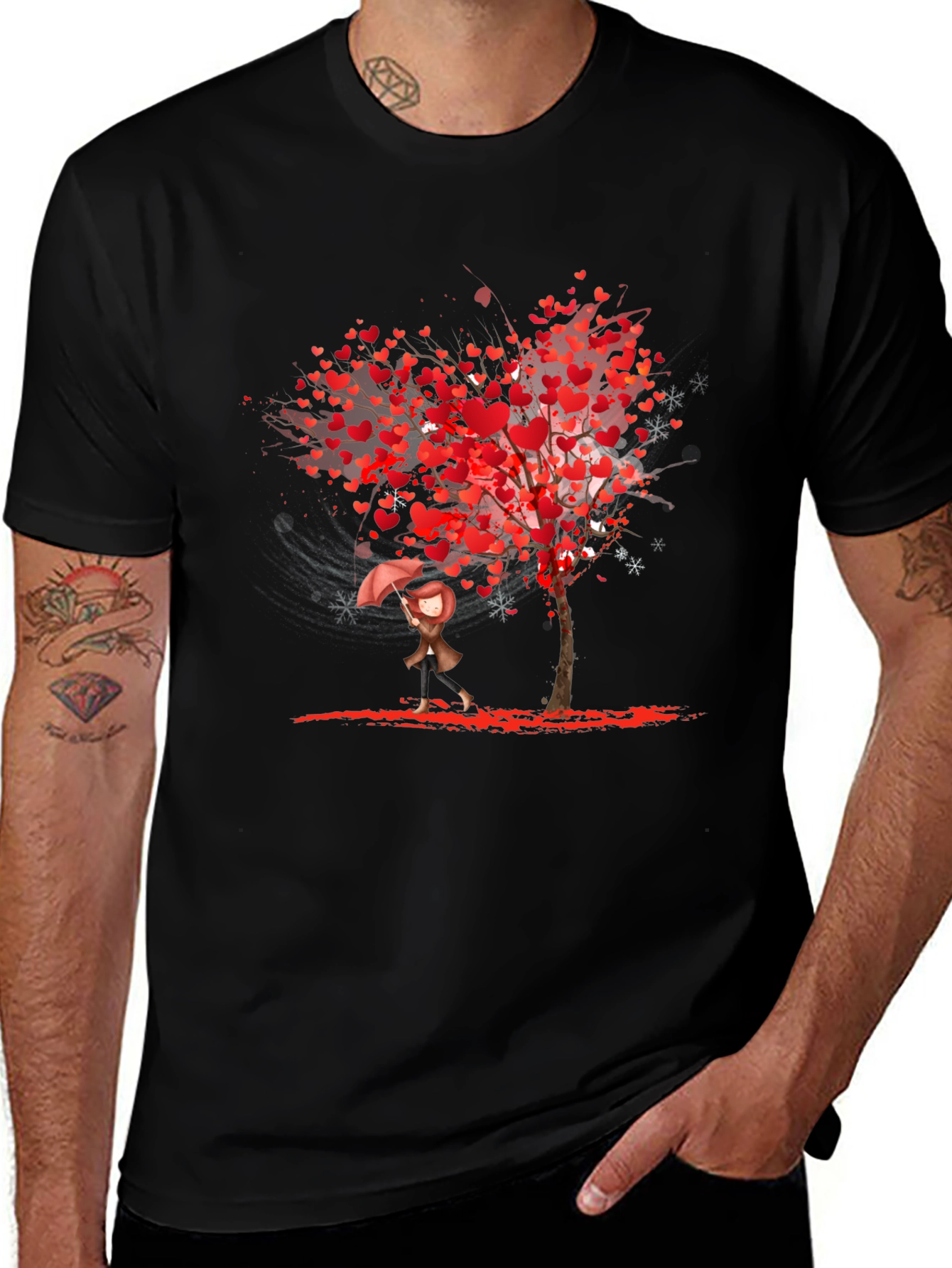 Heart Tree Graphic Black T-Shirt