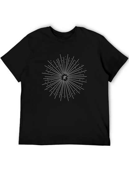 Celestial Starburst Graphic Tee - Black Cotton Comfort