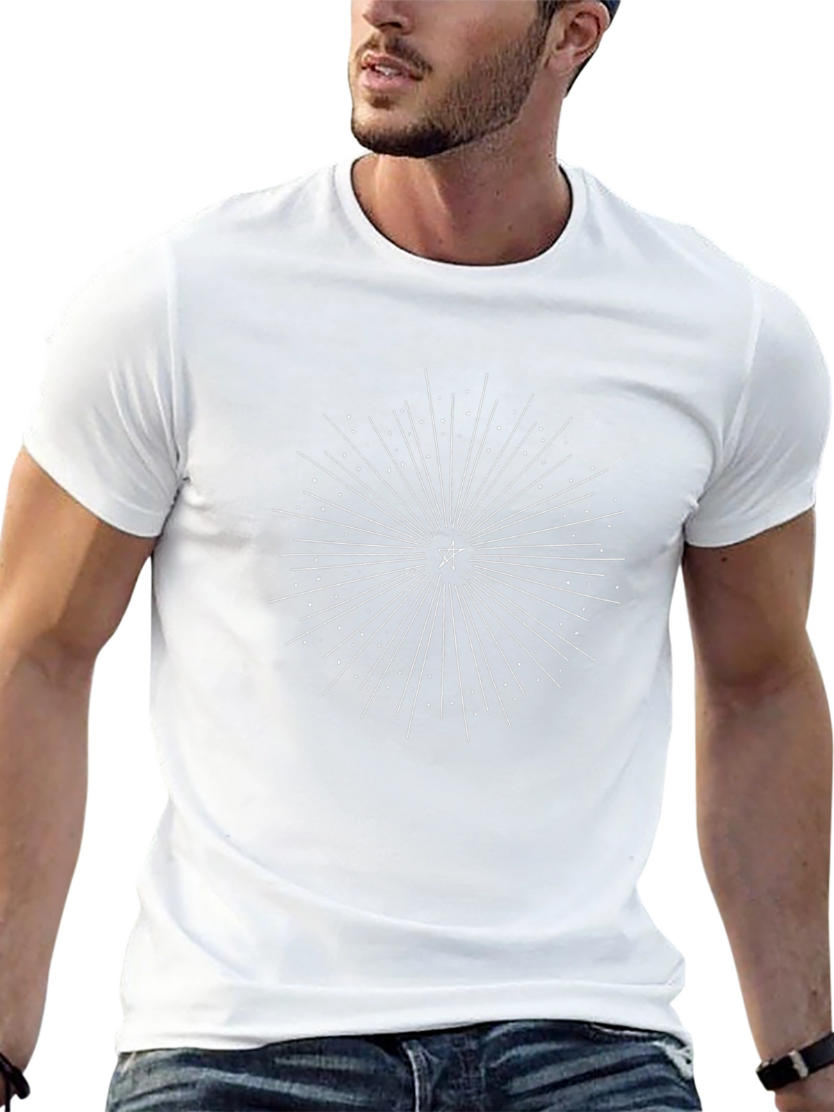 Celestial Starburst Graphic Tee - Black Cotton Comfort