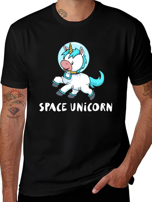 Space Unicorn Graphic Tee - Black Cotton
