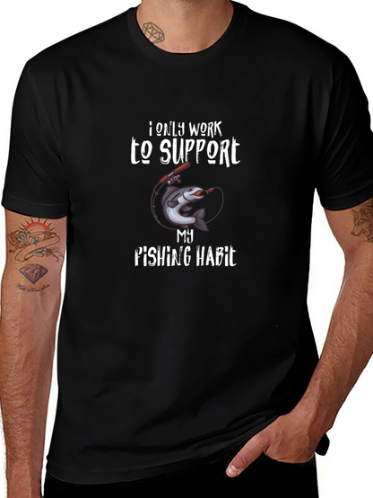 Fishing Habit Graphic T-Shirt - Black