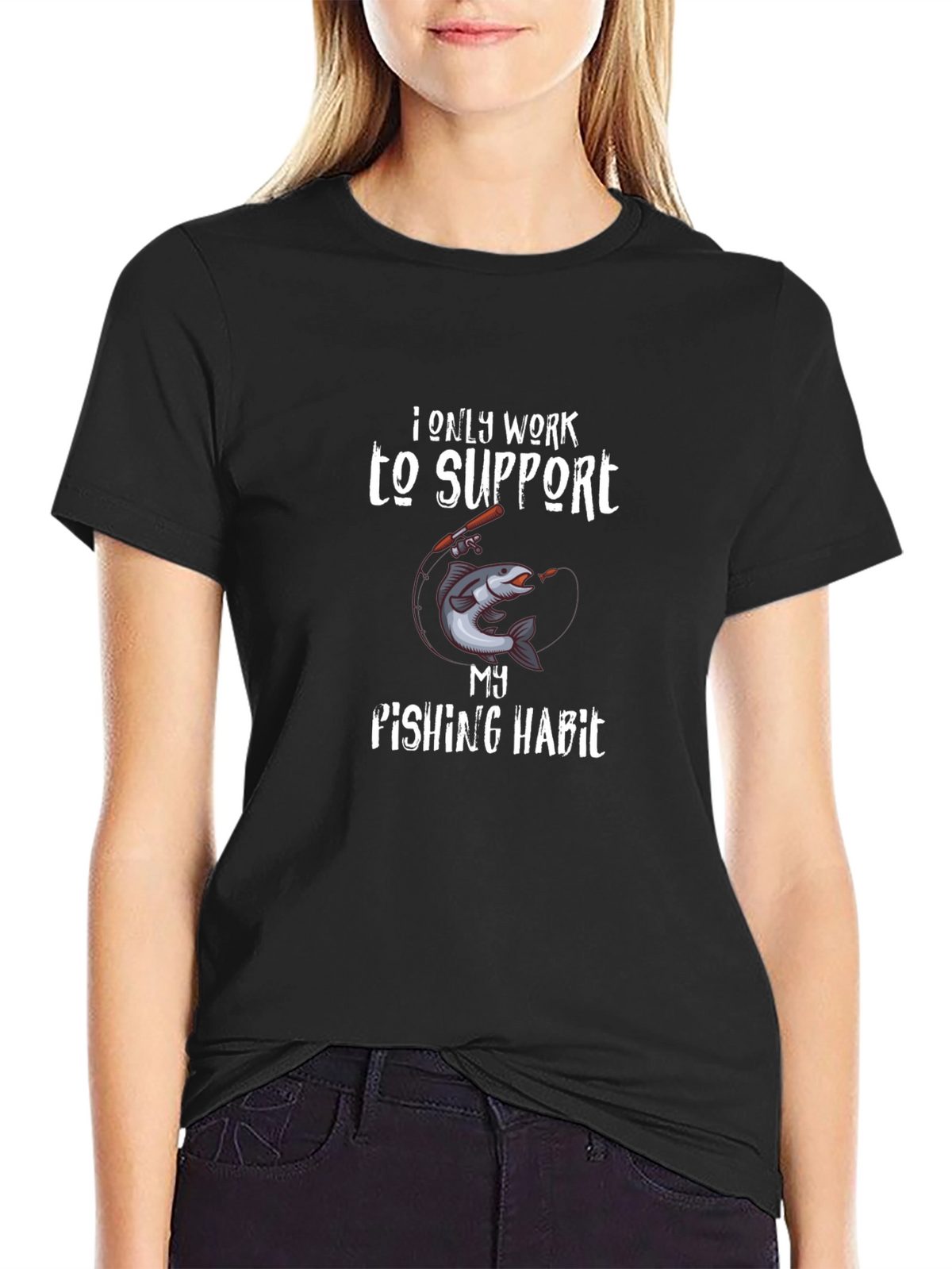 Fishing Habit Graphic T-Shirt - Black