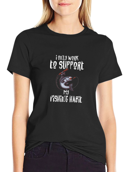 Fishing Habit Graphic T-Shirt - Black