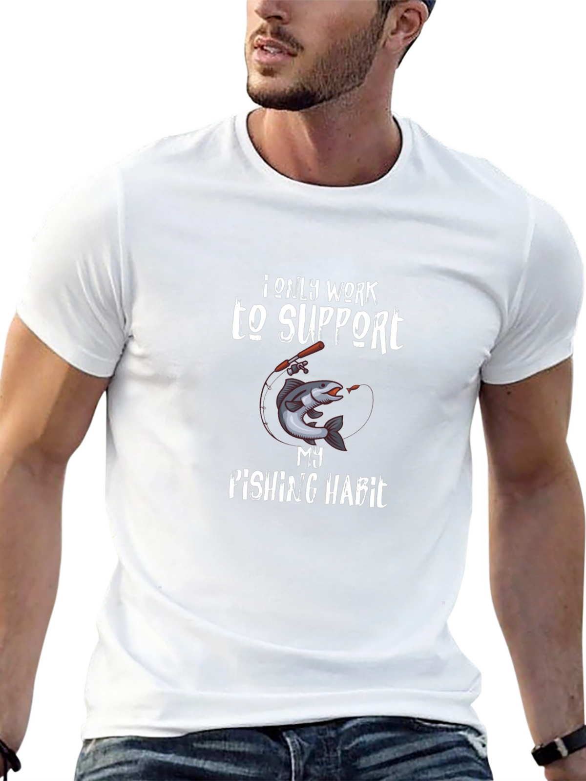 Fishing Habit Graphic T-Shirt - Black