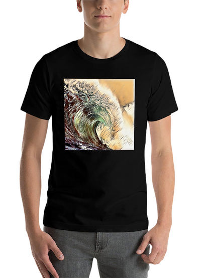 Wave Design Black T-Shirt
