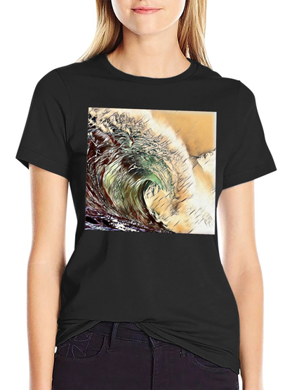 Wave Design Black T-Shirt