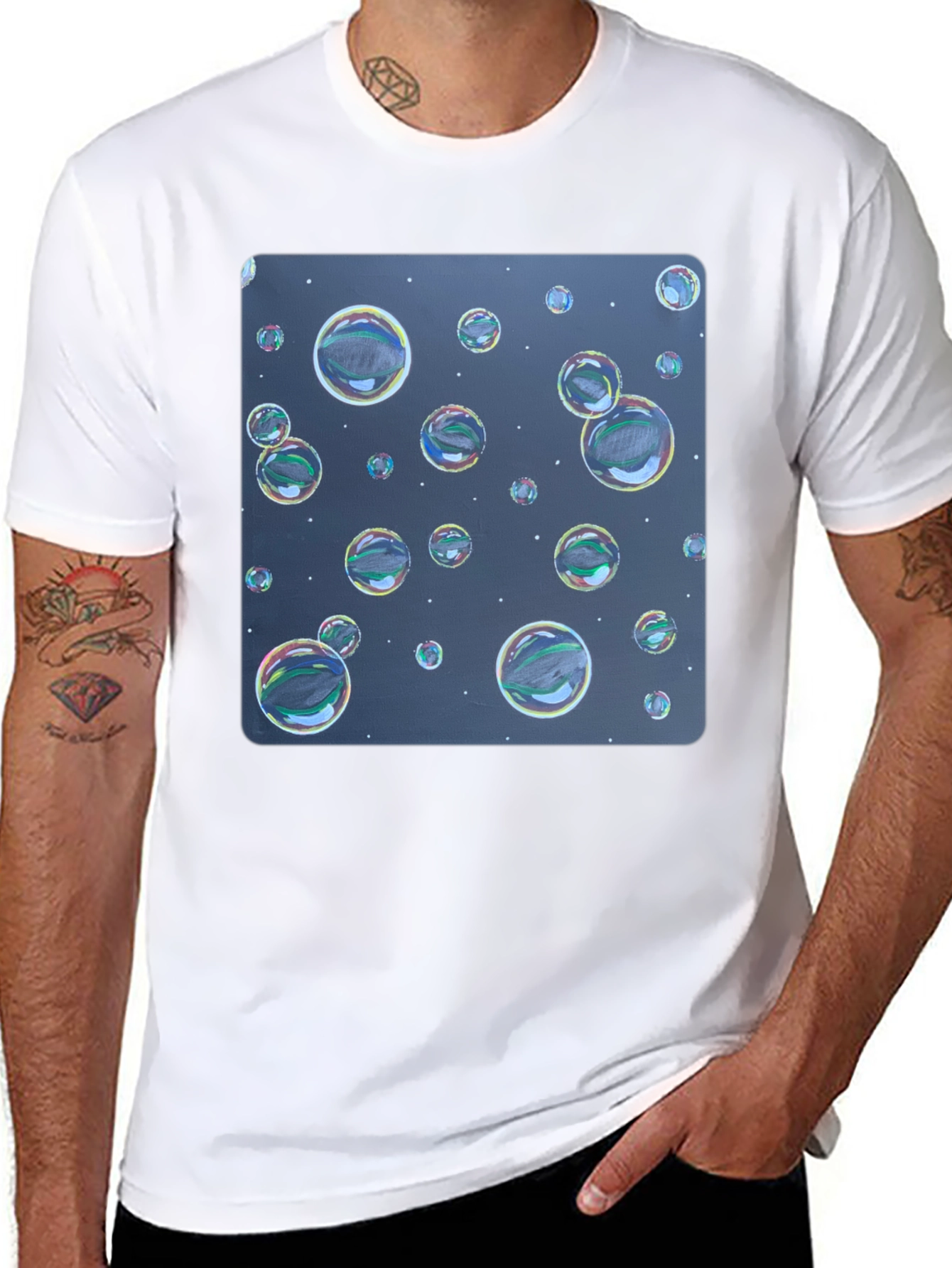 Bubble Print Black T-Shirt - Fun Graphic Tee