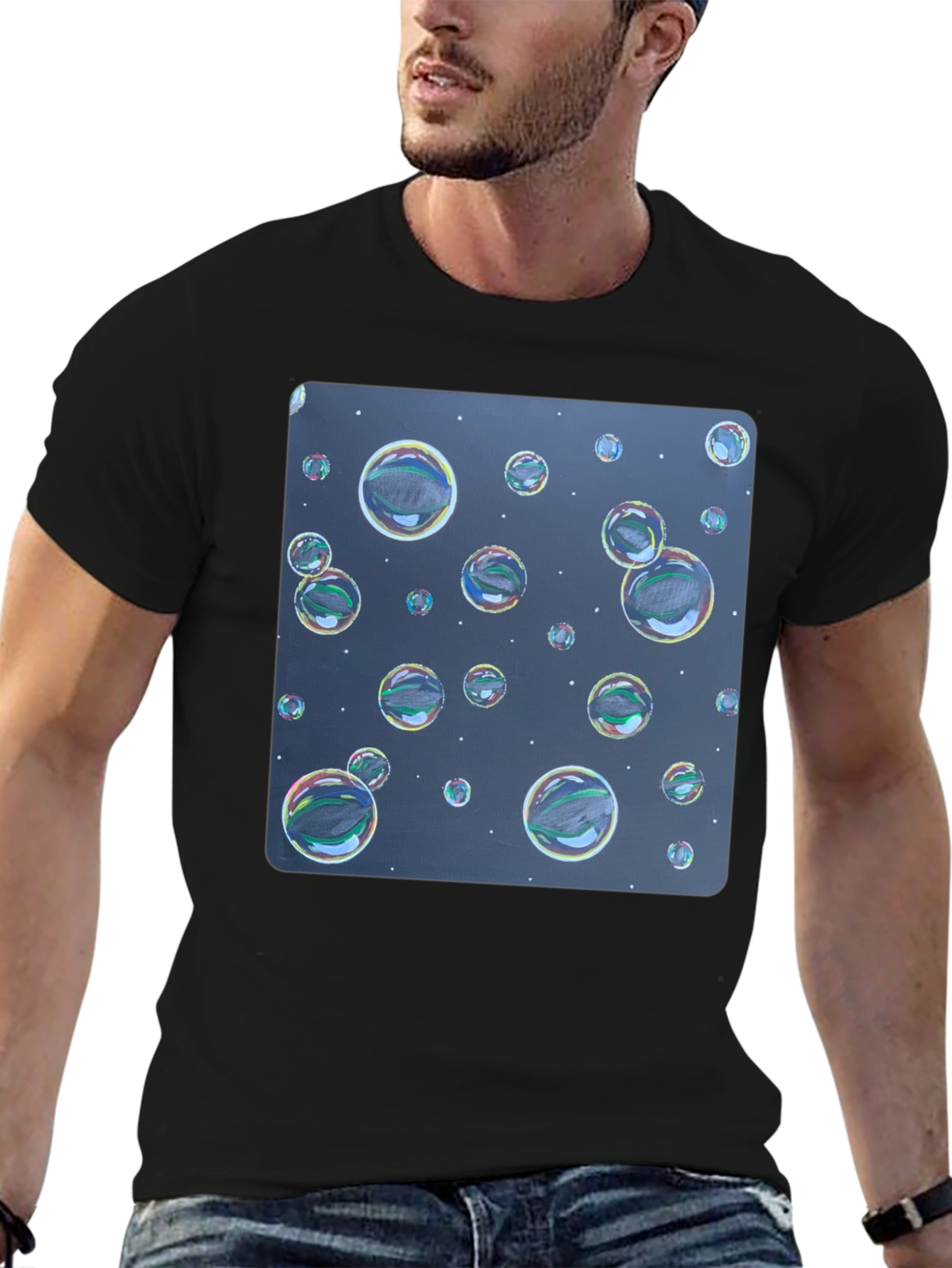 Bubble Print Black T-Shirt - Fun Graphic Tee