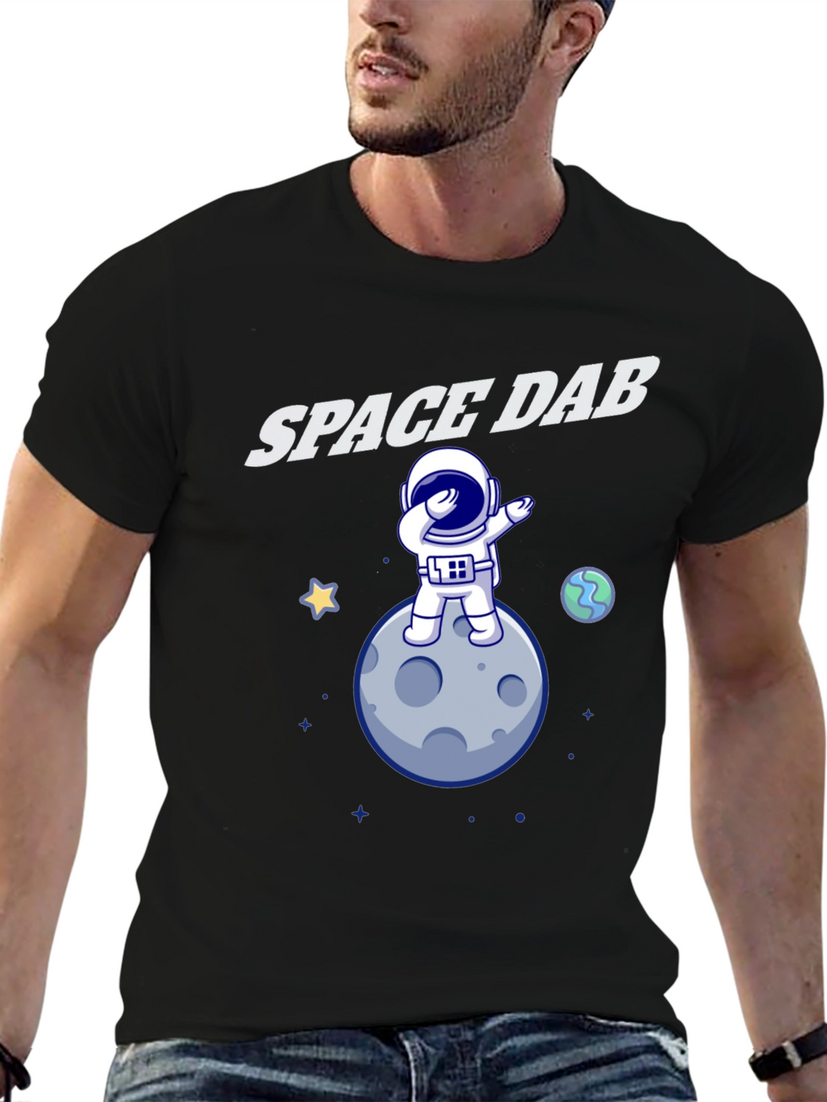 Space Dab T-Shirt - Astronaut Moon Design