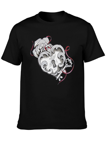 Heart Lock and Key Graphic Tee