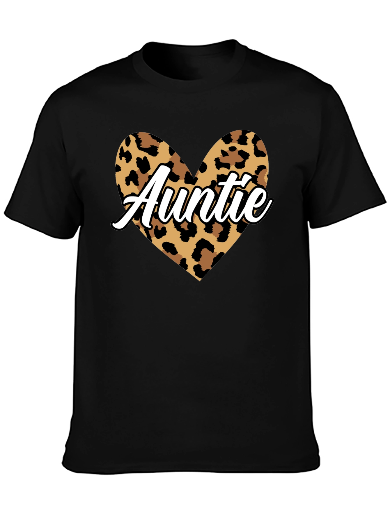 Auntie Leopard Print Heart Graphic Tee